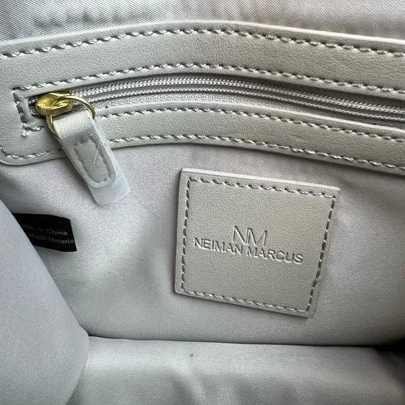 Neiman Marcus Cream Crossbody Bag with Gold Accents Small Leather - Picture 3 of 10